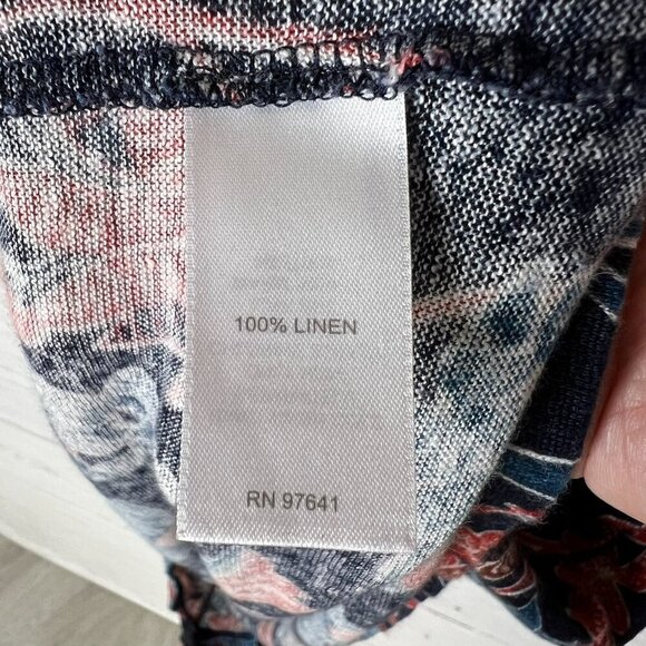 J Jill Blouse Womens Size Small Red, White & Blue Floral 100% Linen Sarasa Top - Picture 12 of 15